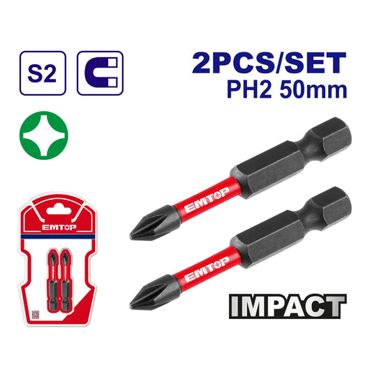 EMTOP PUNTAS PARA ATORNILLADOR DE IMPACTO PH2 50MM ESBTM5PH250