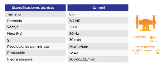 I.O ESMERIL DE BANCO 8"