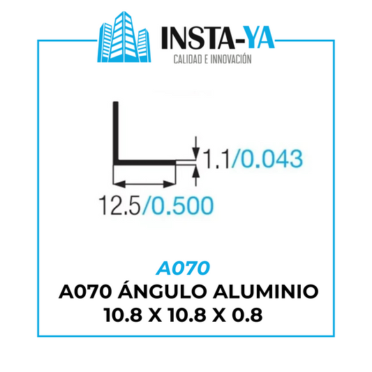 A070 ÁNGULO ALUMINIO 10.8 X 10.8 X 0.8 - A070