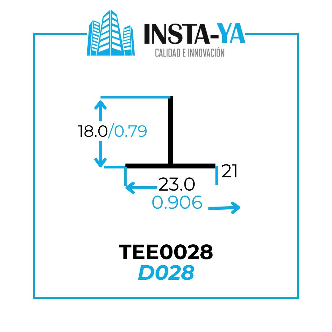TEE0028 T CIELO RAZO ALUMINIO 1 X 3/4- D028