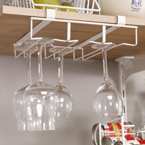 Soporte copas para entrepaño de madera