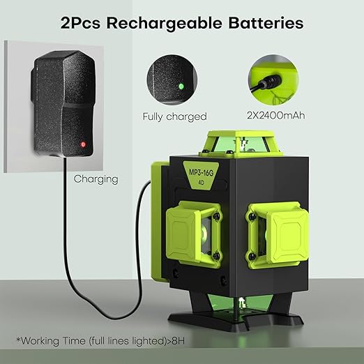 Nivel láser de 16 líneas autonivelante, 4 x 360°