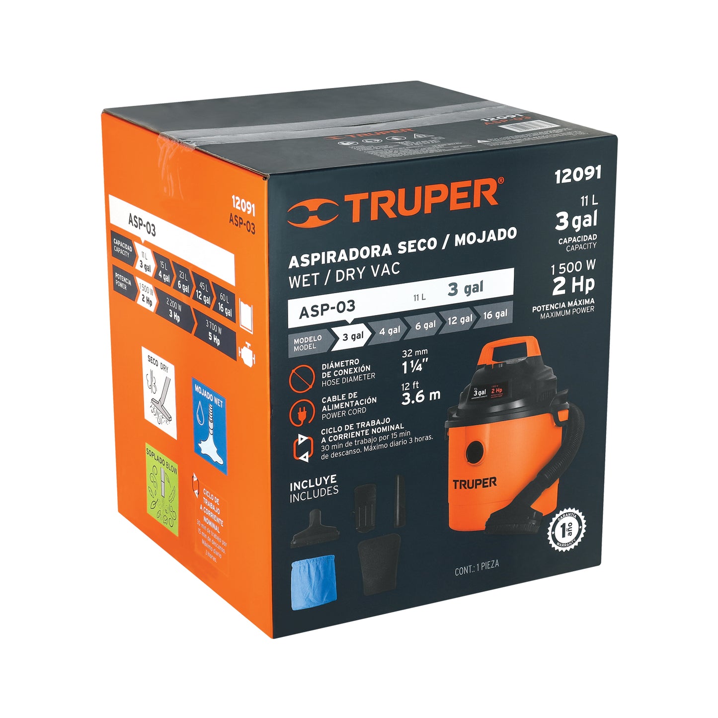 TRUPER ASPIRADORA DE 11 LITROS - ASPI-03 12091