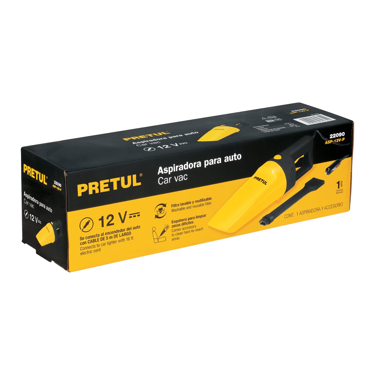PRETUL ASPIRADORA PARA AUTO 12V 22090