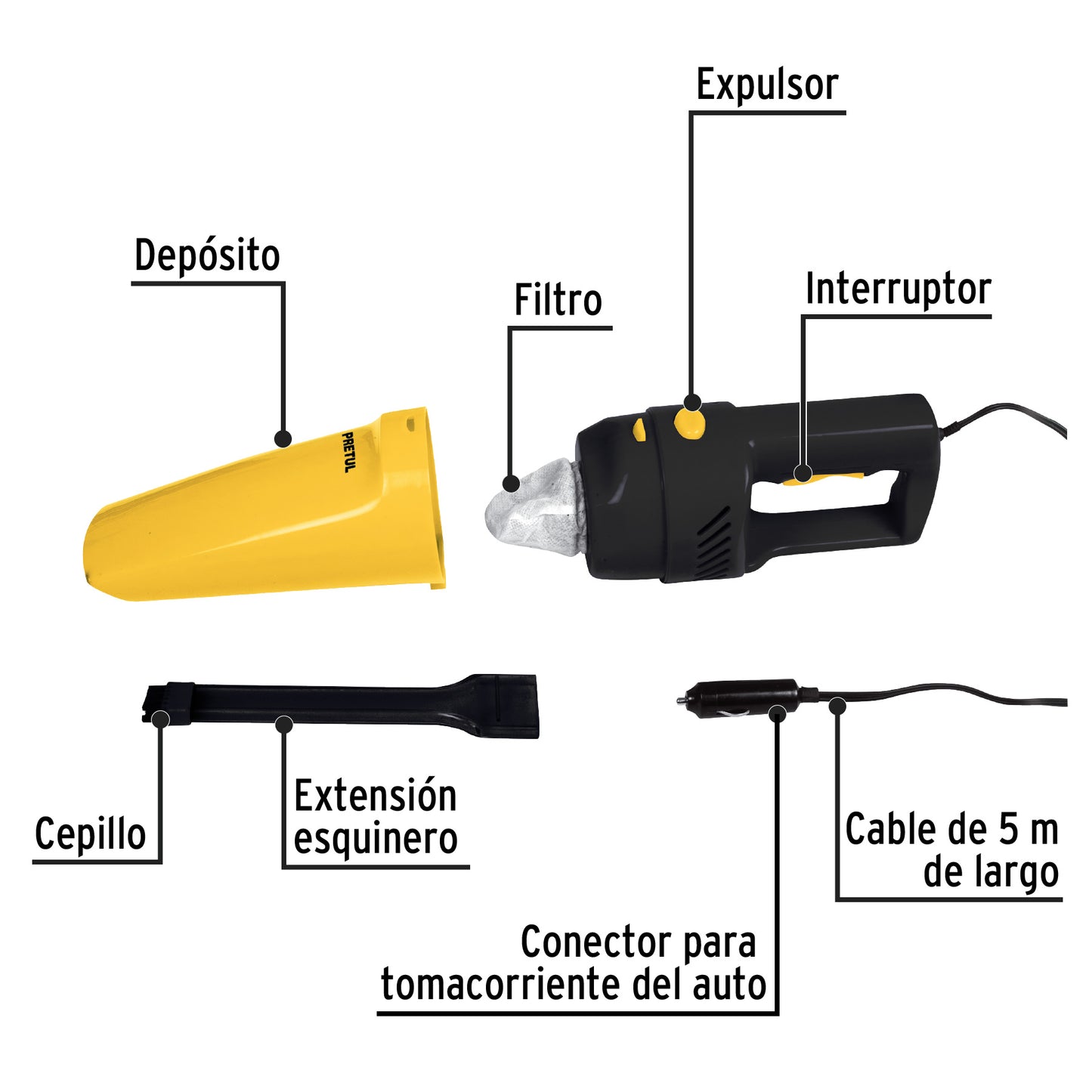 PRETUL ASPIRADORA PARA AUTO 12V 22090