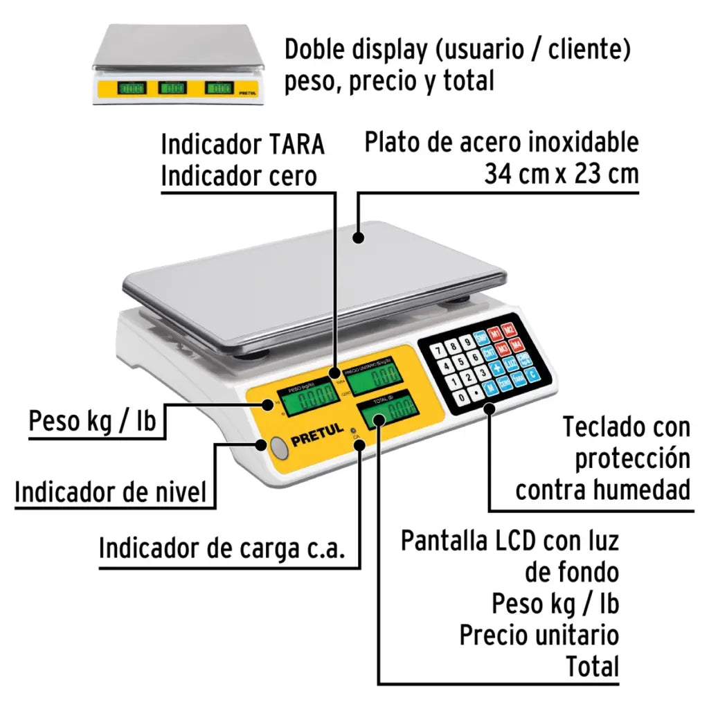 PRETUL BASCULA - BALANZA ELECTRONICA 40KG 29966