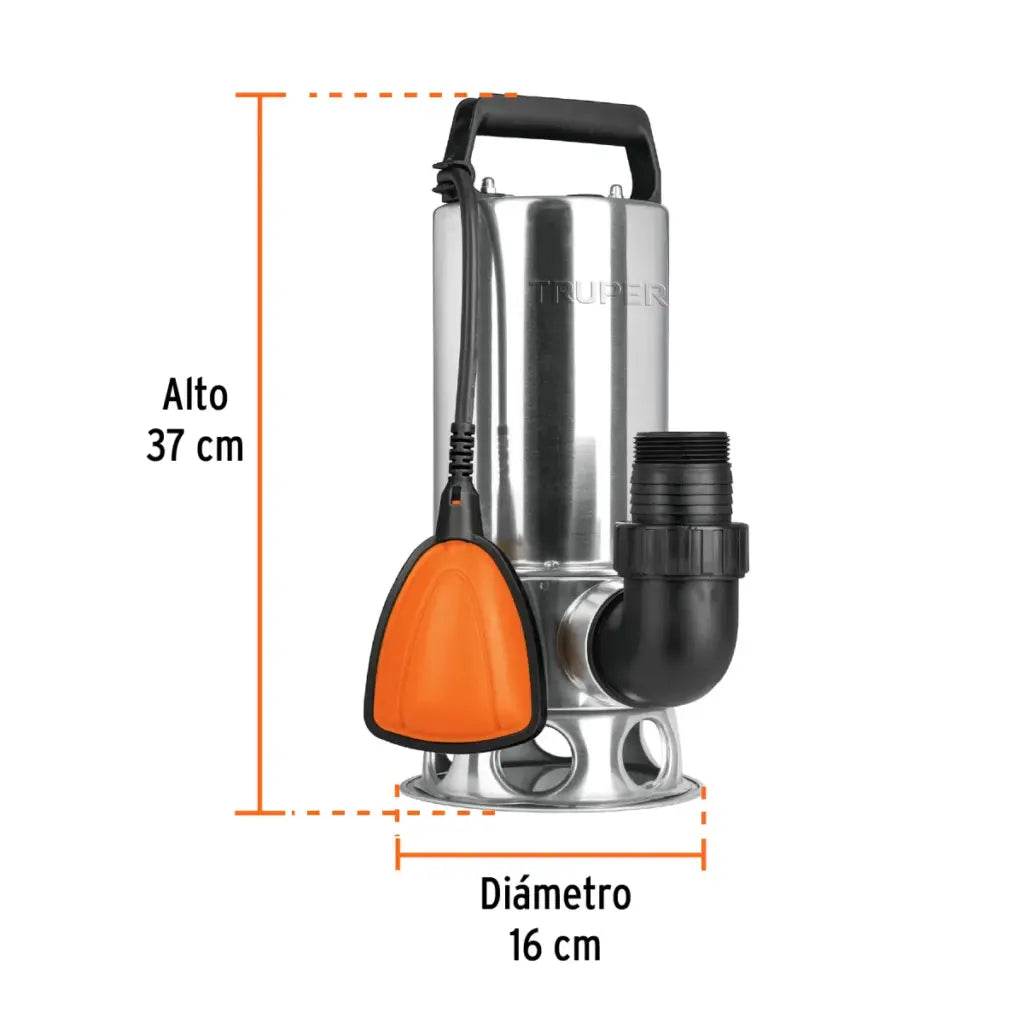 TRUPER BOMBA SUMERGIBLE AGUA SUCIA ACERO 1 1/2 HP 12608