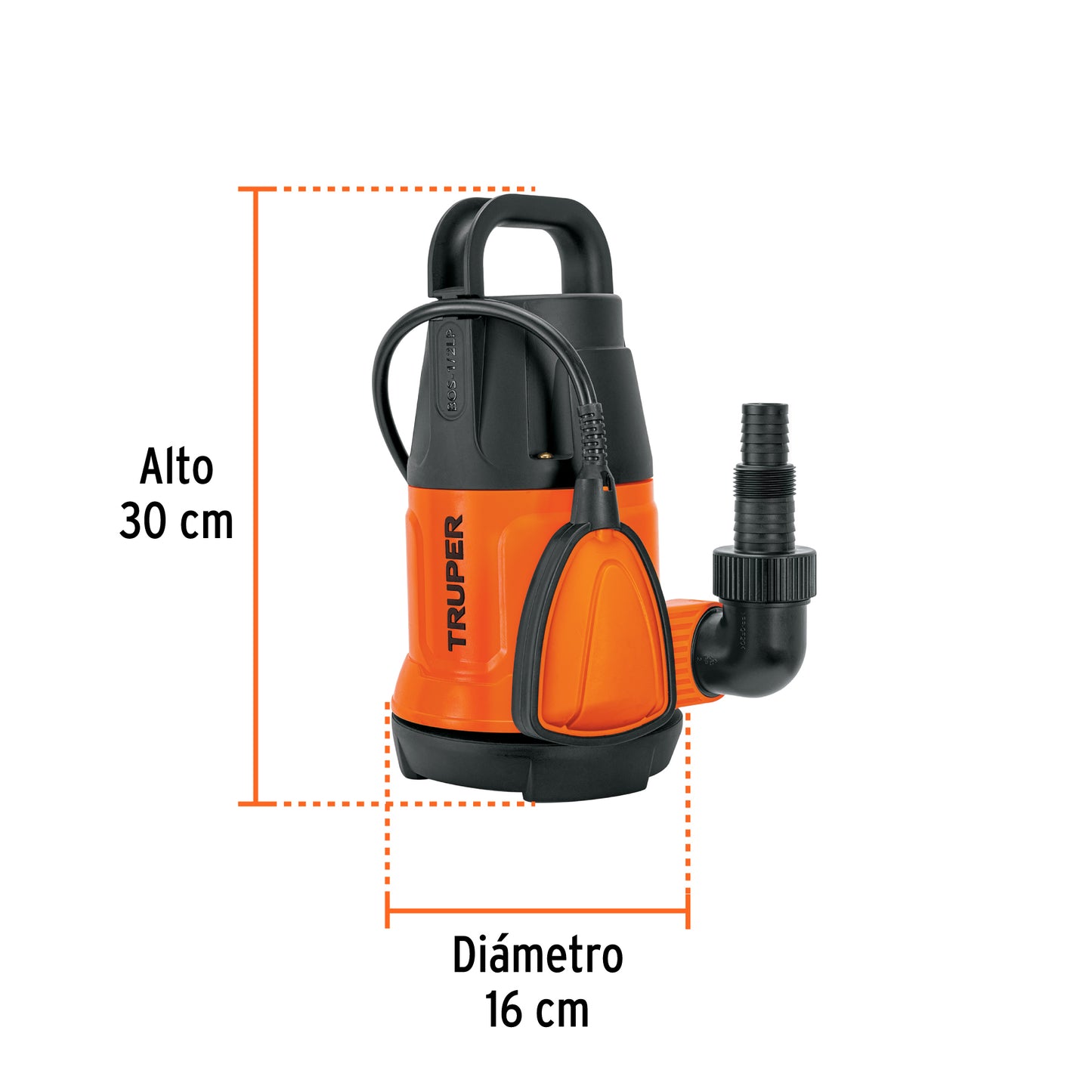 TRUPER BOMBA SUMERGIBLE PARA AGUA LIMPIA 1/2 HP PLASTICA 12601