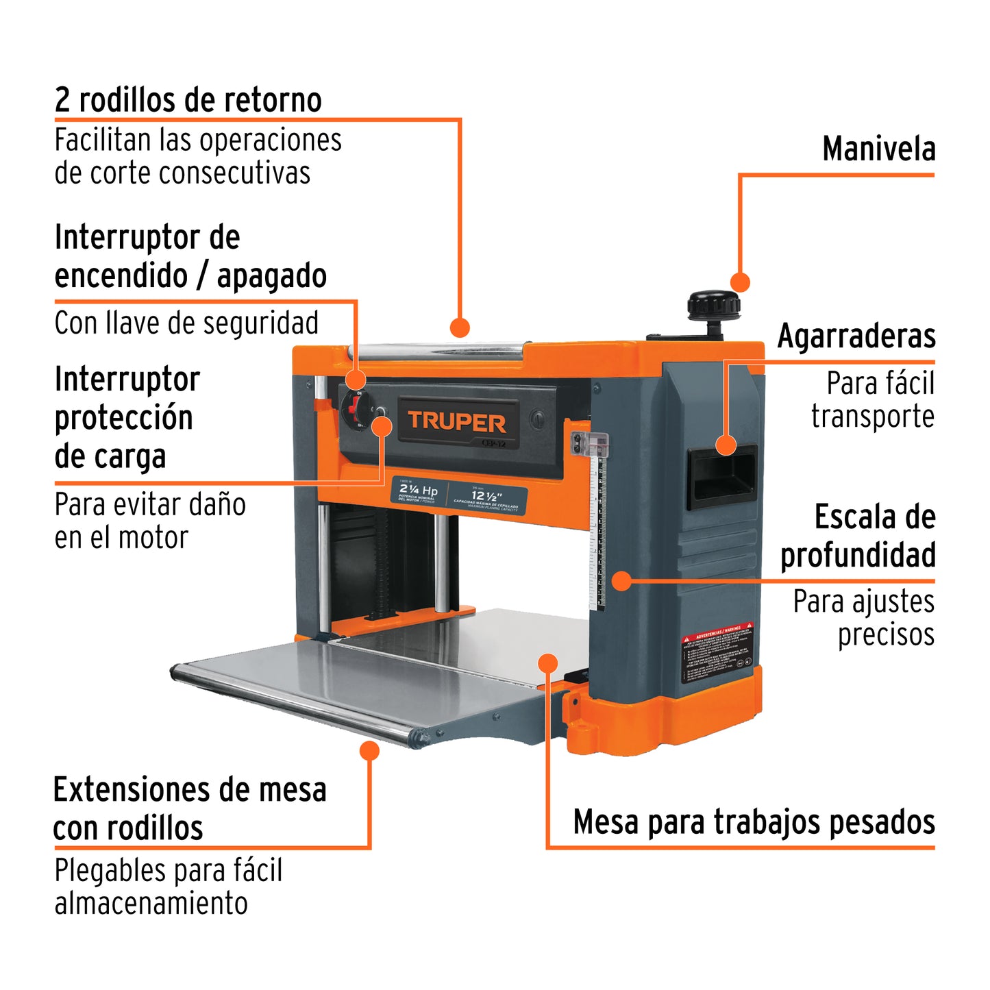 TRUPER CEPILLO PORTATIL DE BANCO 12-1/2" - 16240