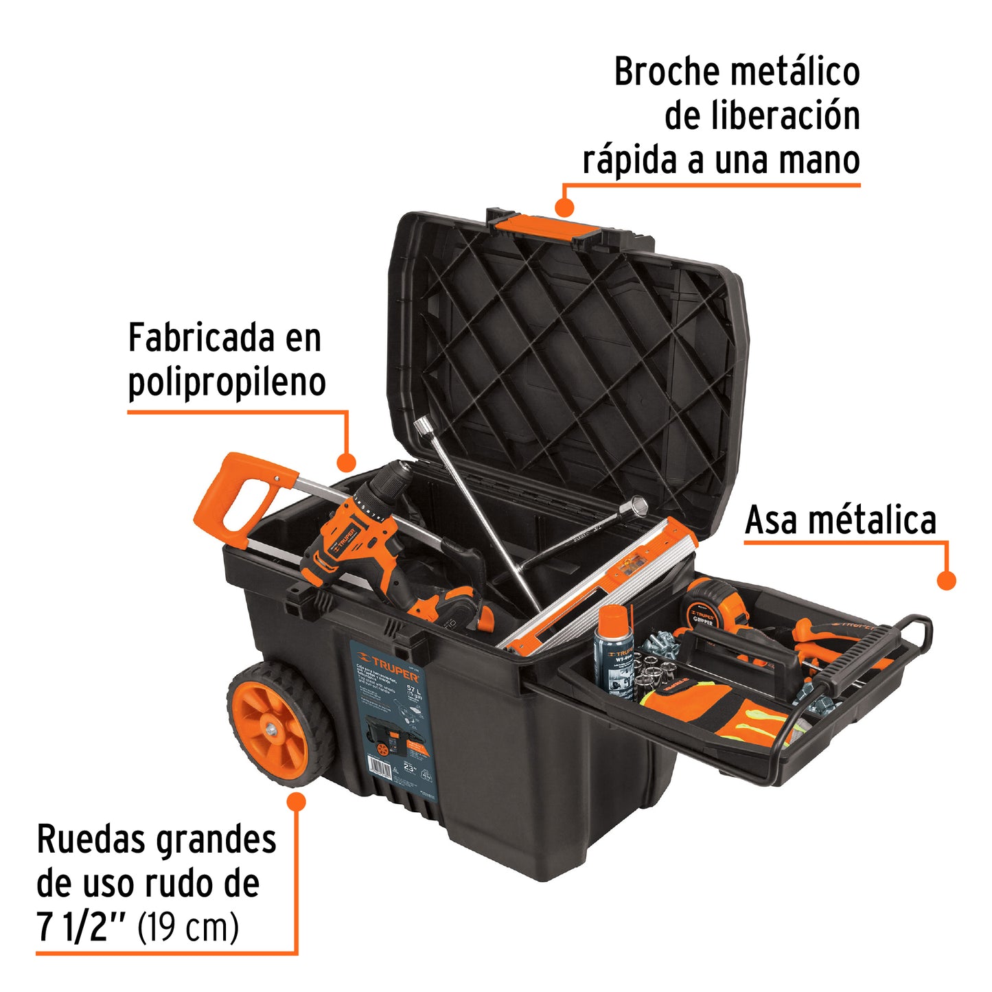 TRUPER CAJA PARA HERRAMIENTAS 23" CON RUEDAS 10902