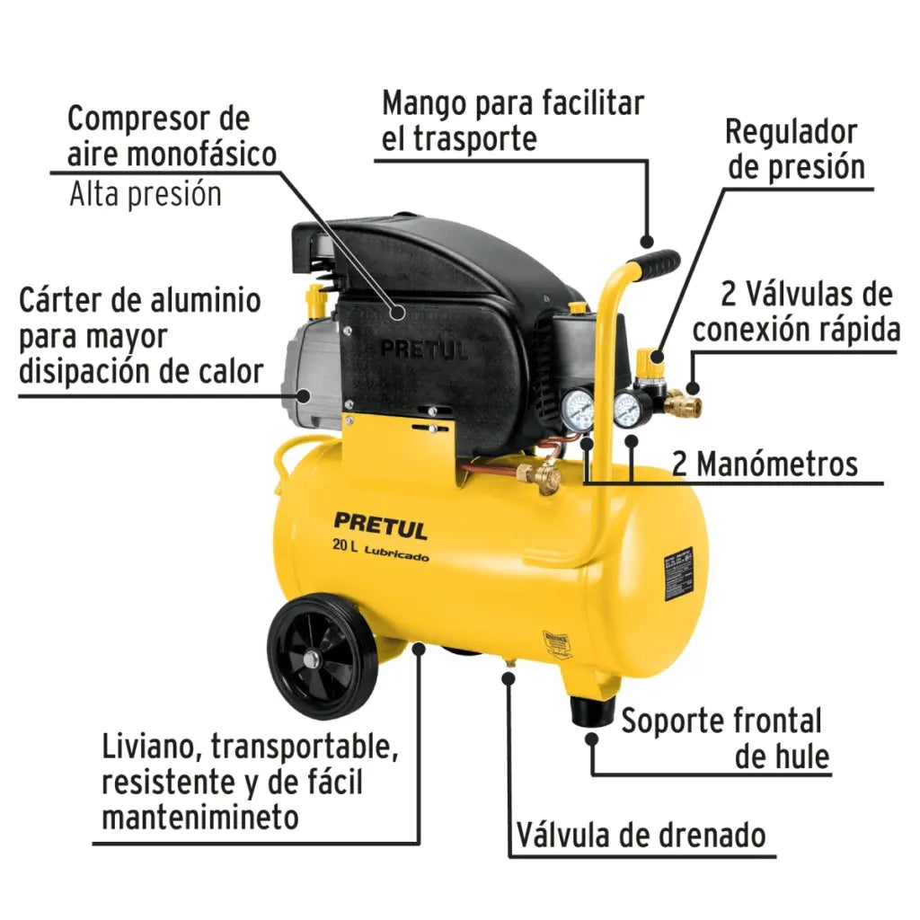 PRETUL COMPRESOR 20LTS 2.5HP COMP20LP