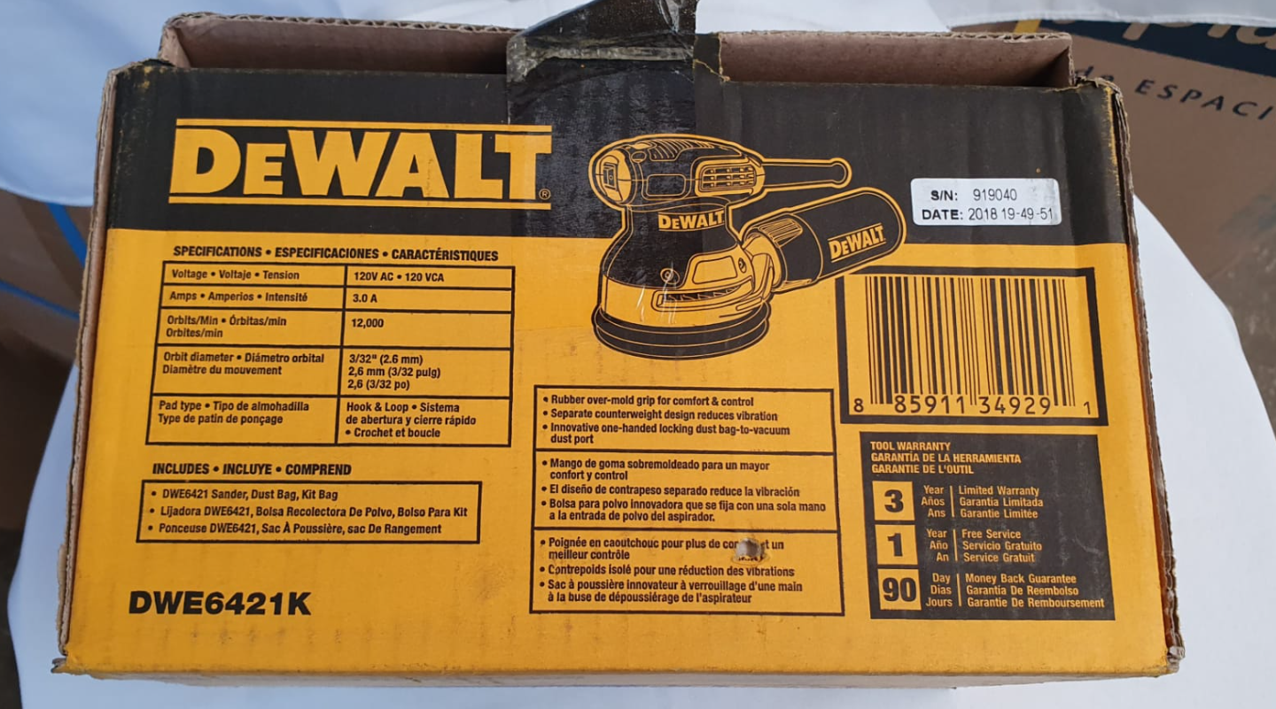 DEWALT KIT DE LIJADORA ORBITAL ALEATORIA DE 5" - DWE6421K