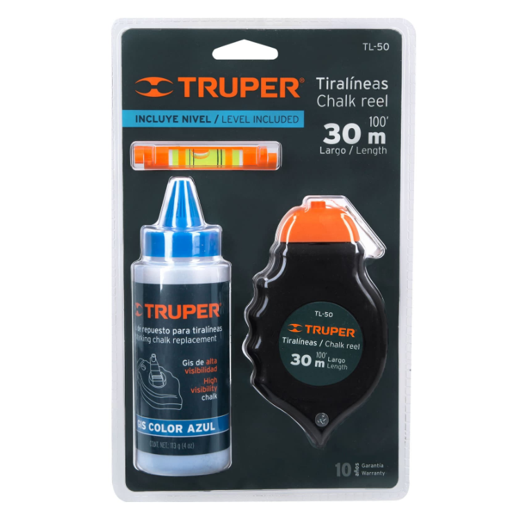 TRUPER TIRALINEAS CON NIVEL 30M TL-50