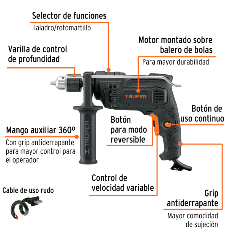 TRUPER TALADRO ROTOMARTILLO INDUSTRIAL 1/2" 19457