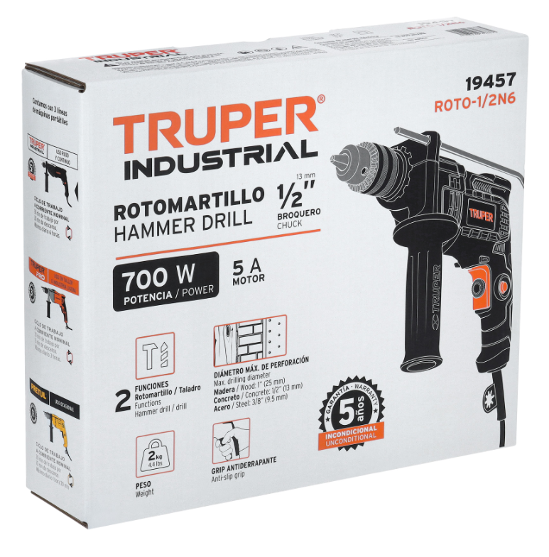 TRUPER TALADRO ROTOMARTILLO INDUSTRIAL 1/2" 19457
