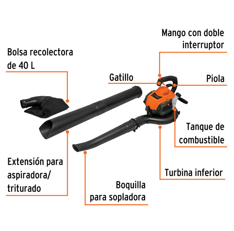 TRUPER SOPLADORA ASPIRADORA A GASOLINA 26 CM3 13047