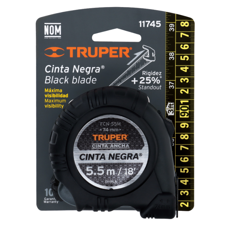 TRUPER FLEXOMETRO 5.5 MTS CINTA NEGRA 11745