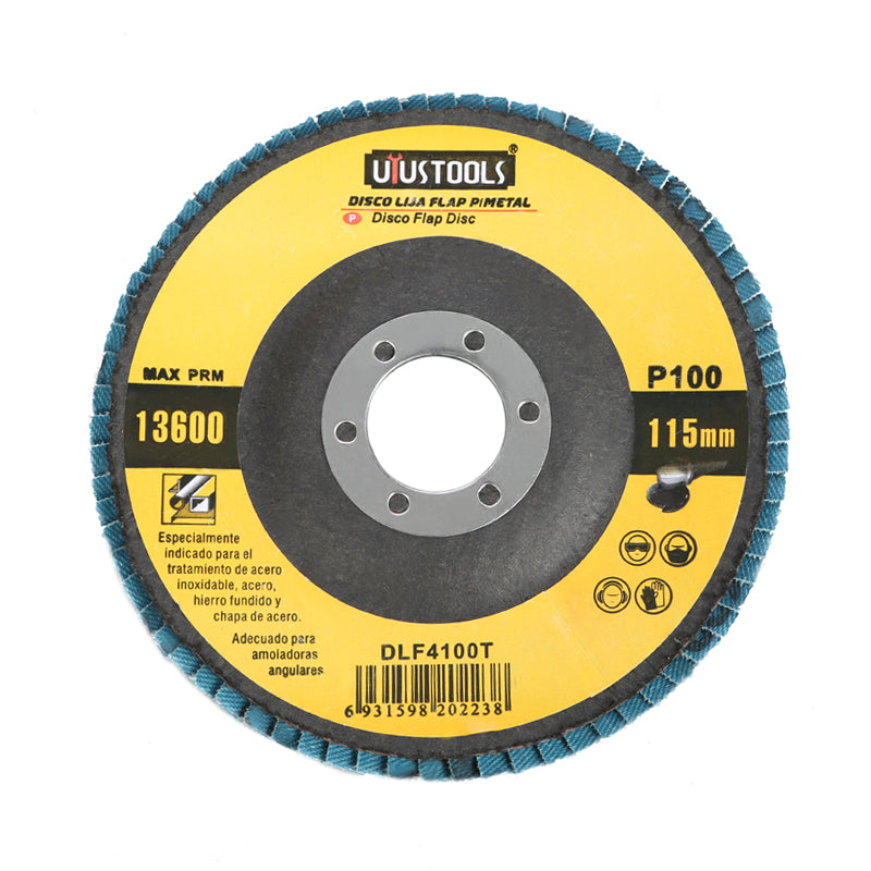 UYUSTOOLS DISCO FLAP GRANO 100 ACERO UNIDAD 4-1/2" DLF4100T