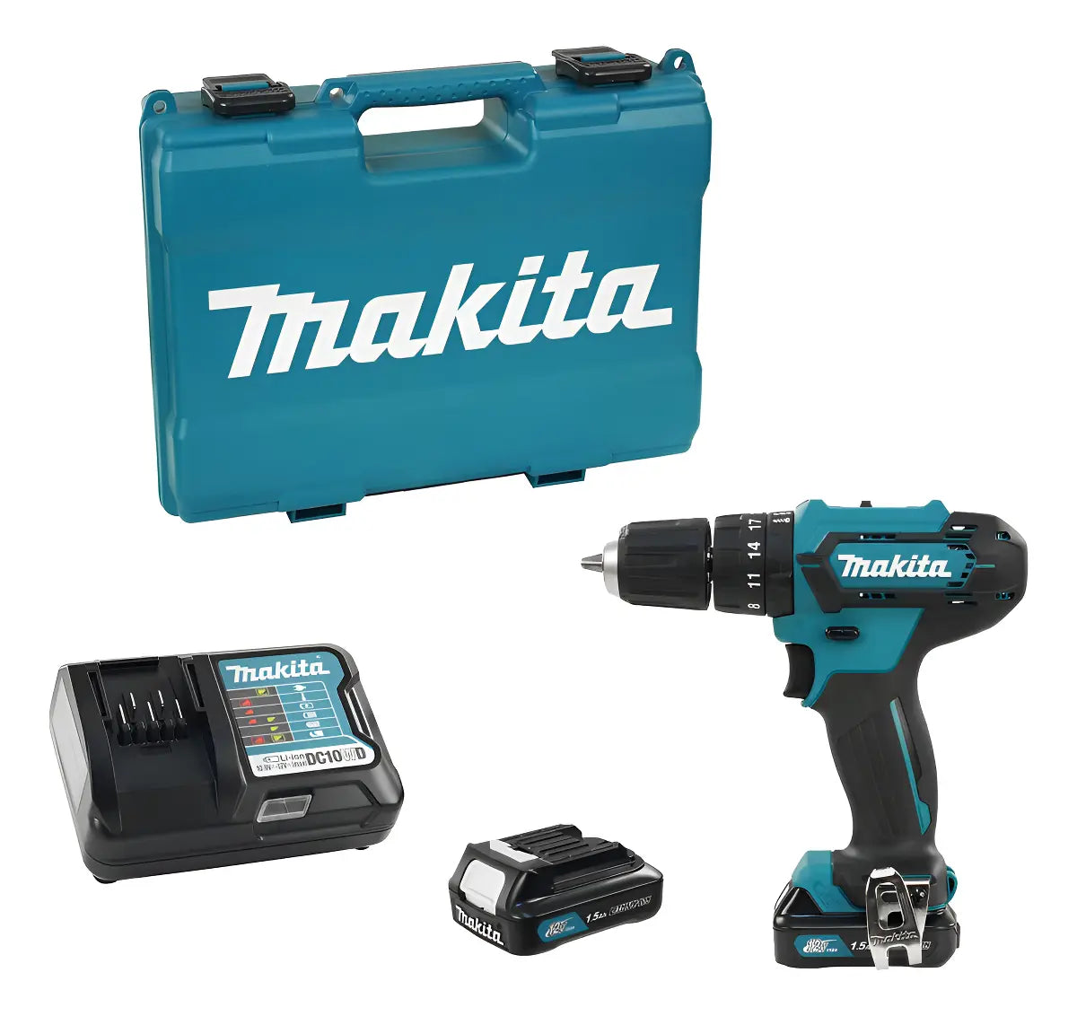 MAKITA TALADRO PERCUTOR INALAMBRICO 3/8" CXT 12V 2BAT 1.5AH Y CARGADOR HP333DWYE