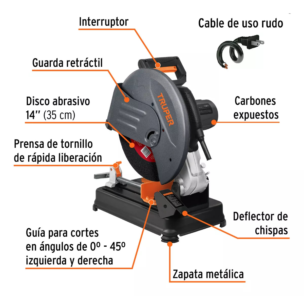 TRUPER TRONZADORA/CORTADORA DE METALES 14" DE 2200 W 3. HP
