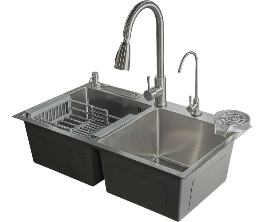 I.O LAVAPLATOS DOBLE EN ACERO INOX