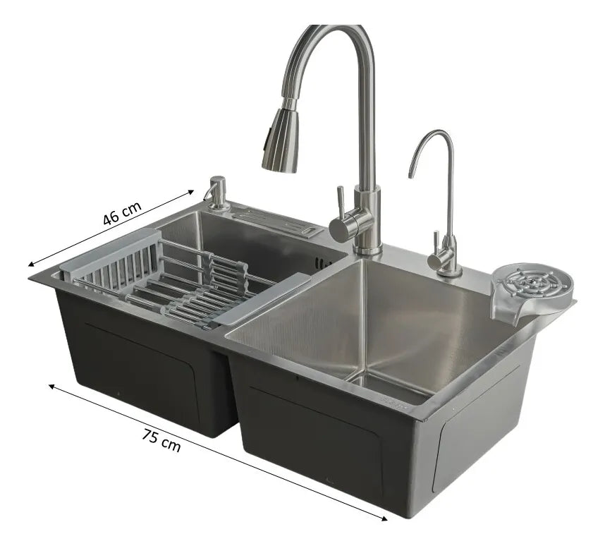 I.O LAVAPLATOS DOBLE EN ACERO INOX
