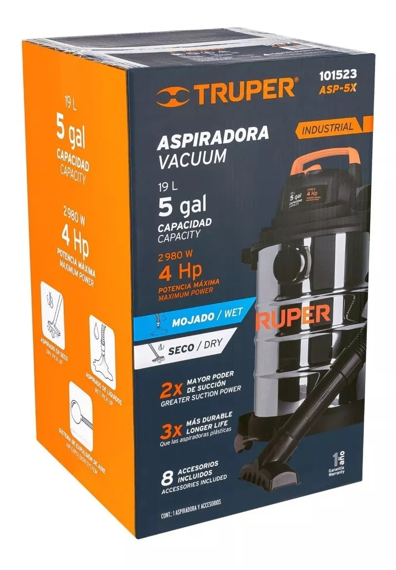 TRUPER ASPIRADORA INDUSTRIAL 5 GALONES 101523