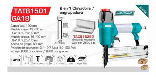 TOTAL CLAVADORA ENGRAPADORA NEUMATICA TAT81501