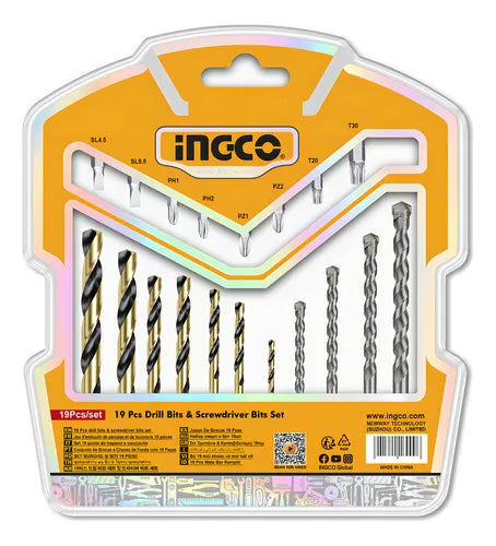 INGCO JUEGO DE BROCAS 19 PCS UAKSDB1901