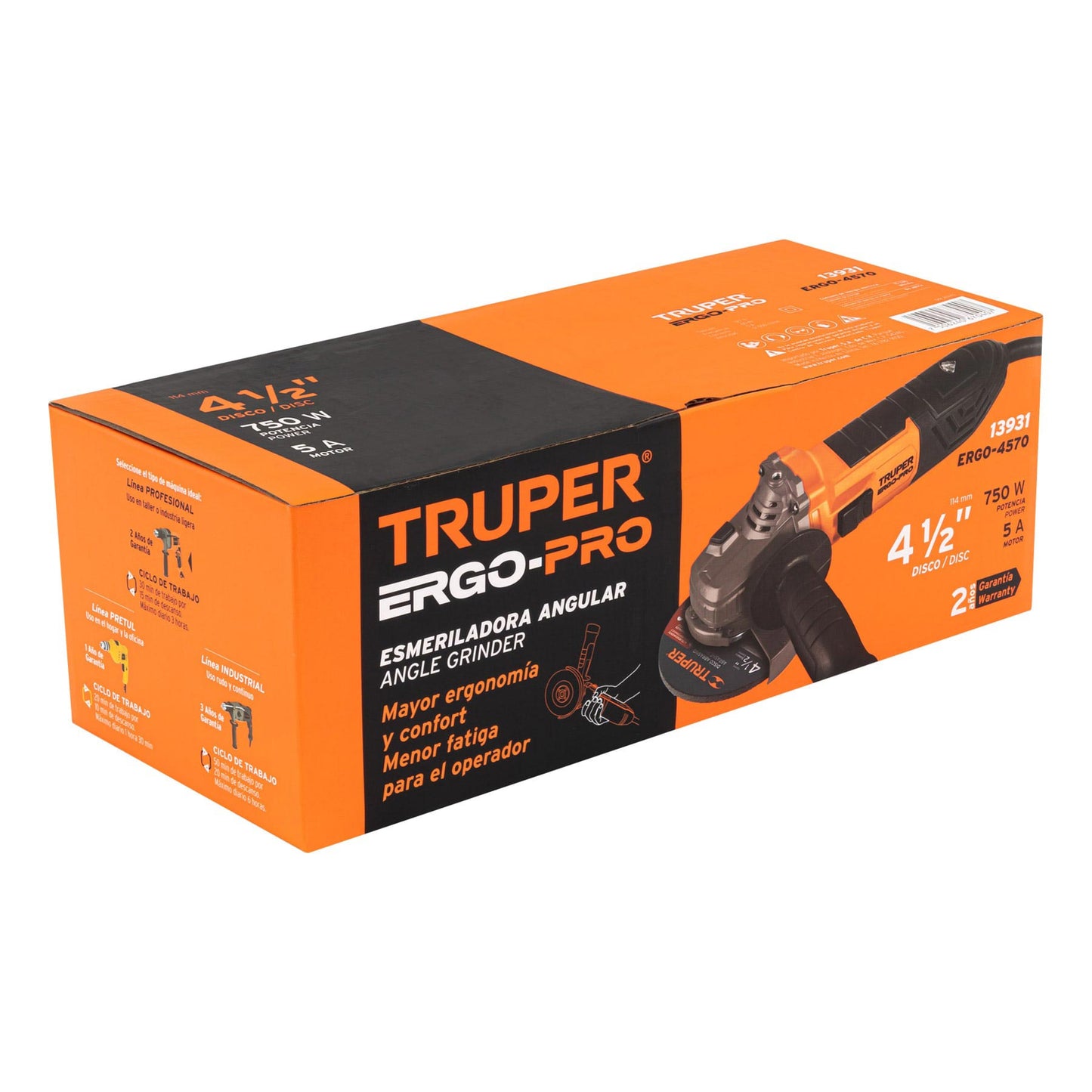 TRUPER ESMERILADORA ANGULAR 750W 4-1/2" 13931