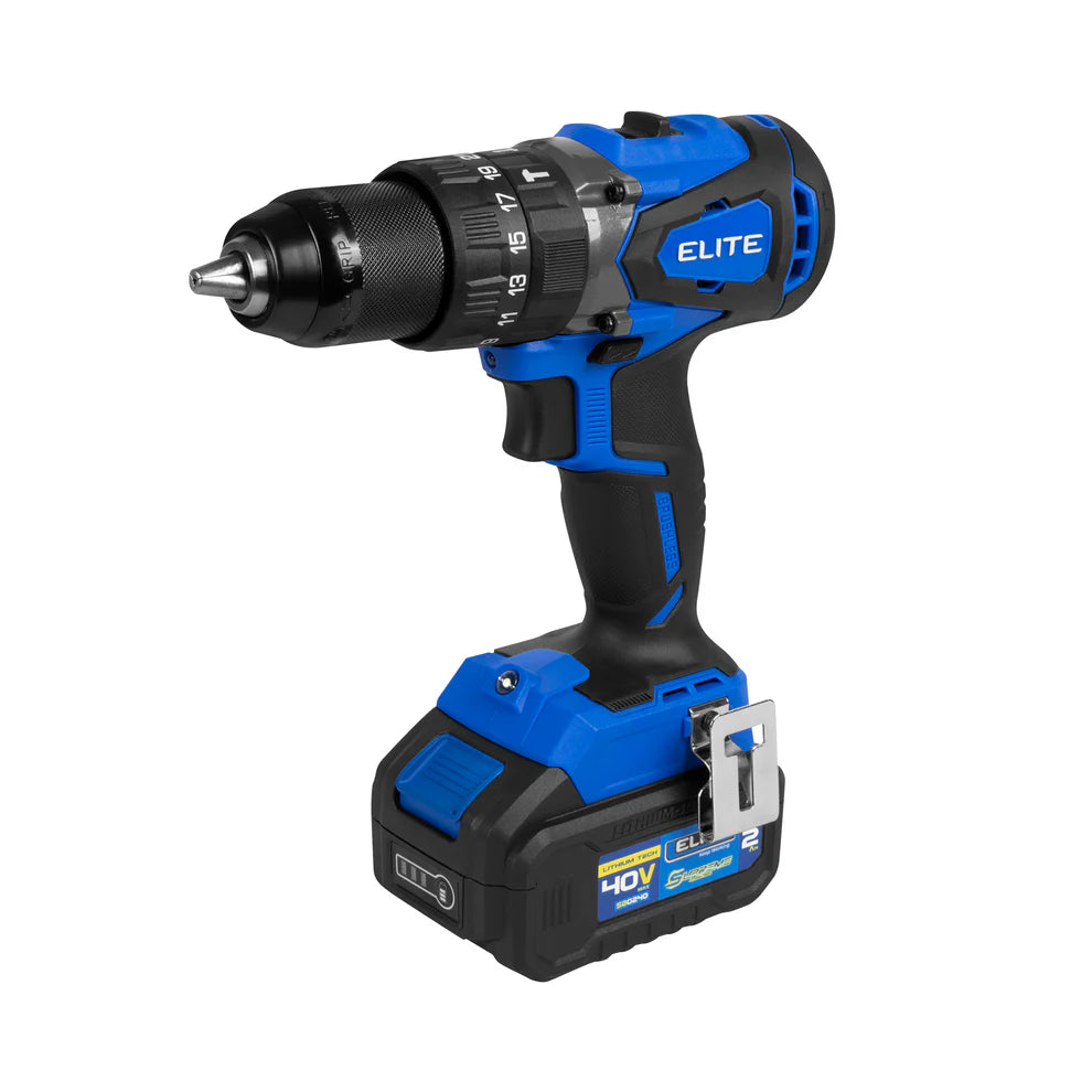 ELITE KIT ESMERILADORA INALAMBRICA SIN ESCOBILLAS DE 4-1/2" - 5" + TALADRO PERCUTOR INALAMBRICO SIN ESCOBILLAS DE 1/2" 40V KIT1SB40