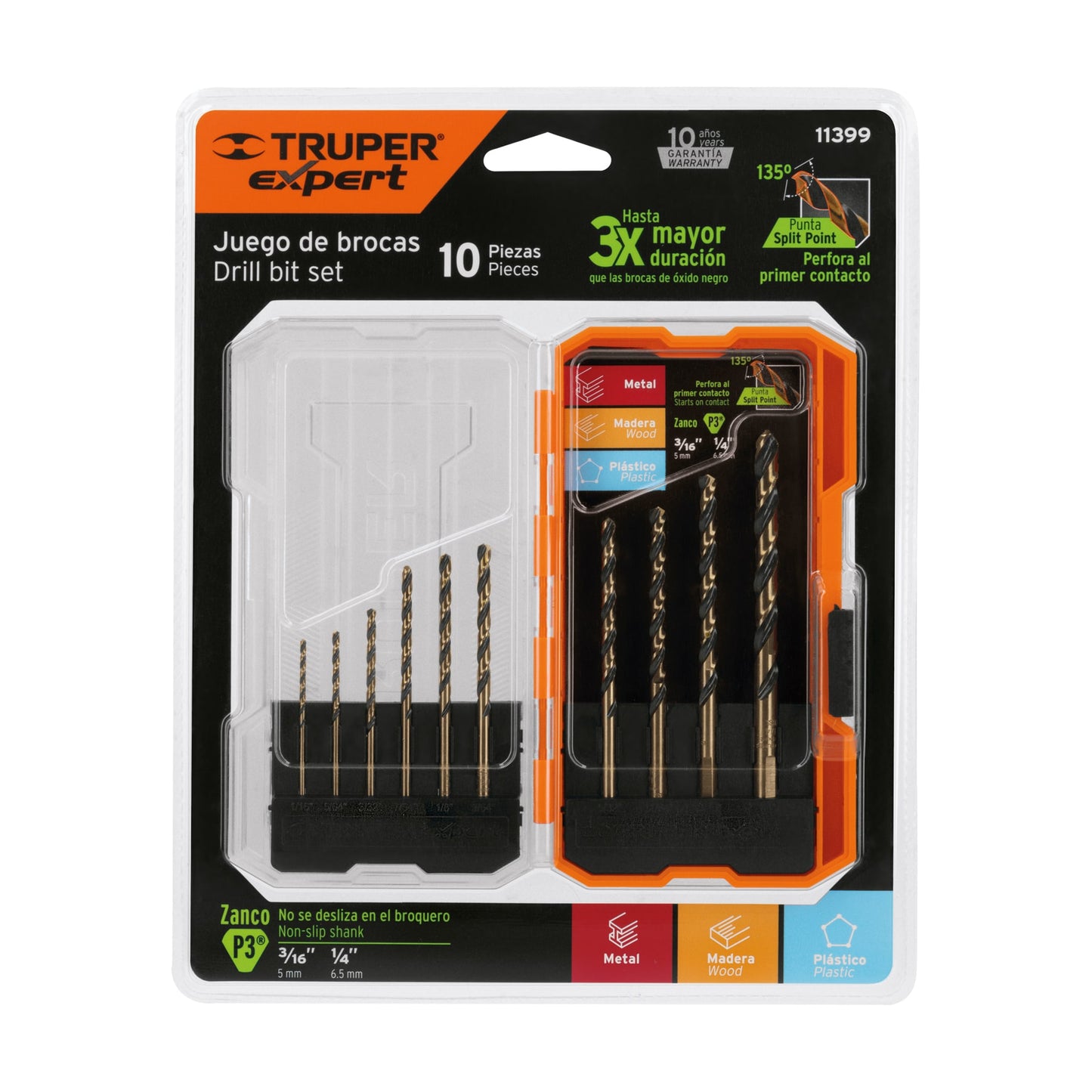 TRUPER BROCA  HSS 5% COBALTO JUEGO 10 PZ JBAV-10 11399