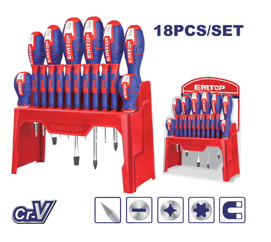 EMTOP JUEGO DE DESTORNILLADORES DE PRESICION 18PZS ESST1802