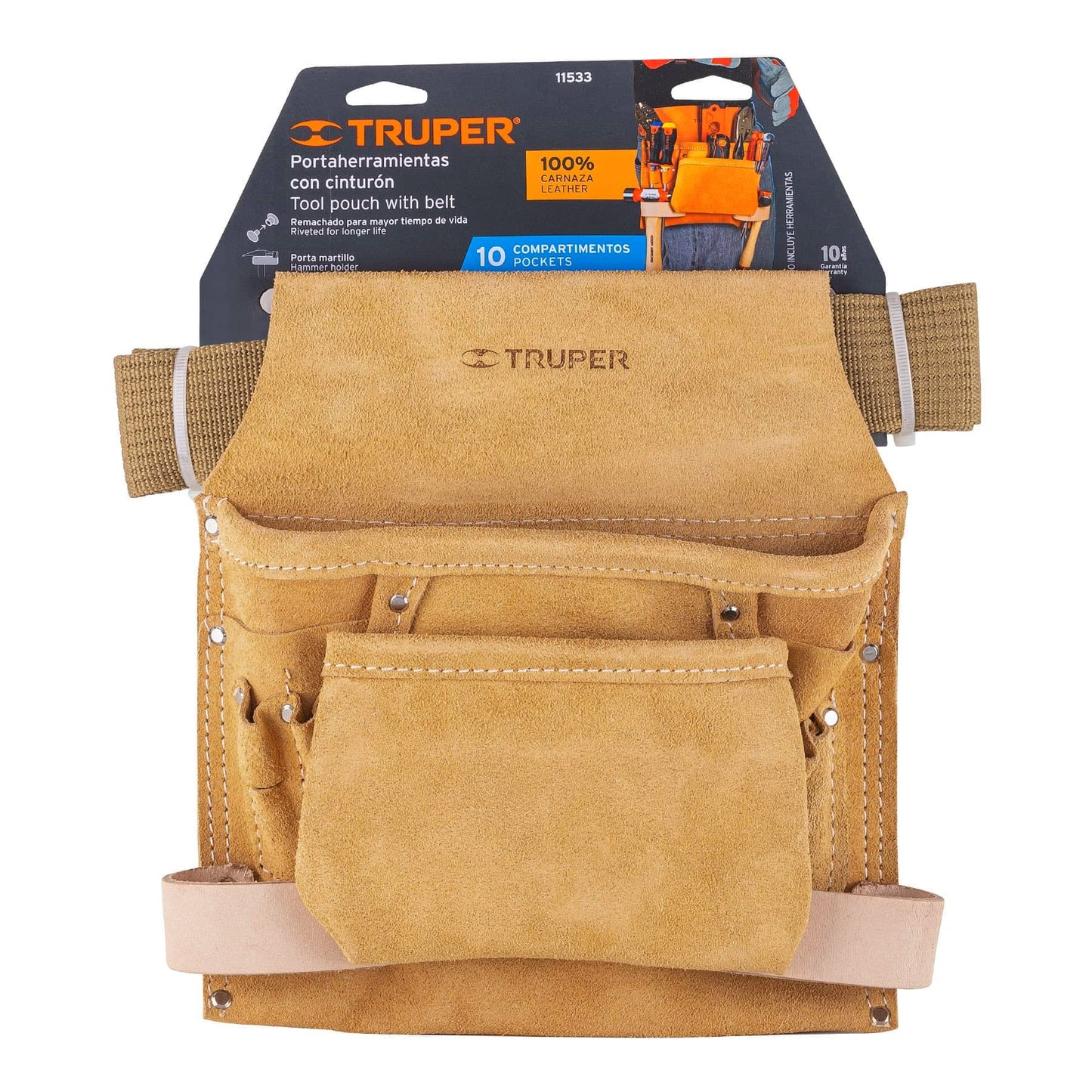TRUPER PORTA HERRAMIENTAS CON CINTURON CON 10 COMPARTIMIENTOS 11533