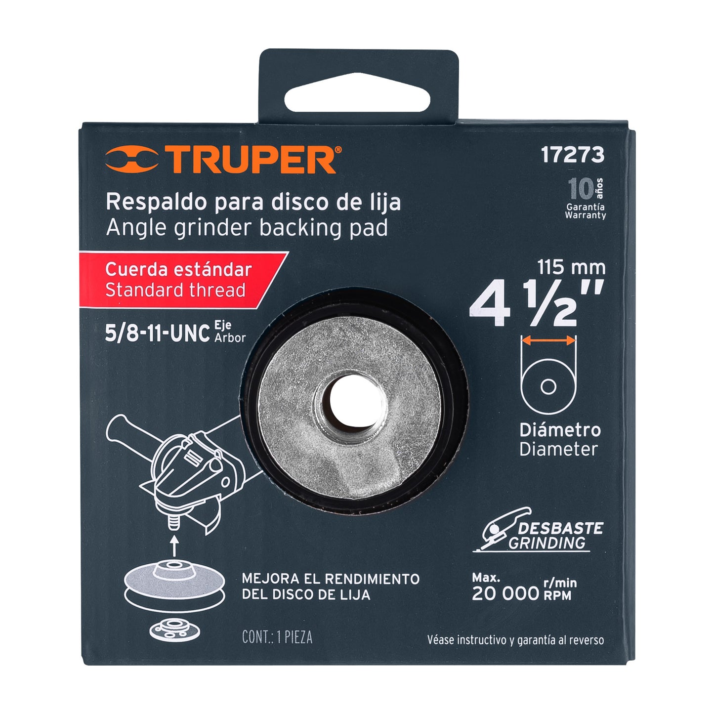 TRUPER RESPALDO PARA DISCO DE LIJA 4 1/2" 17273