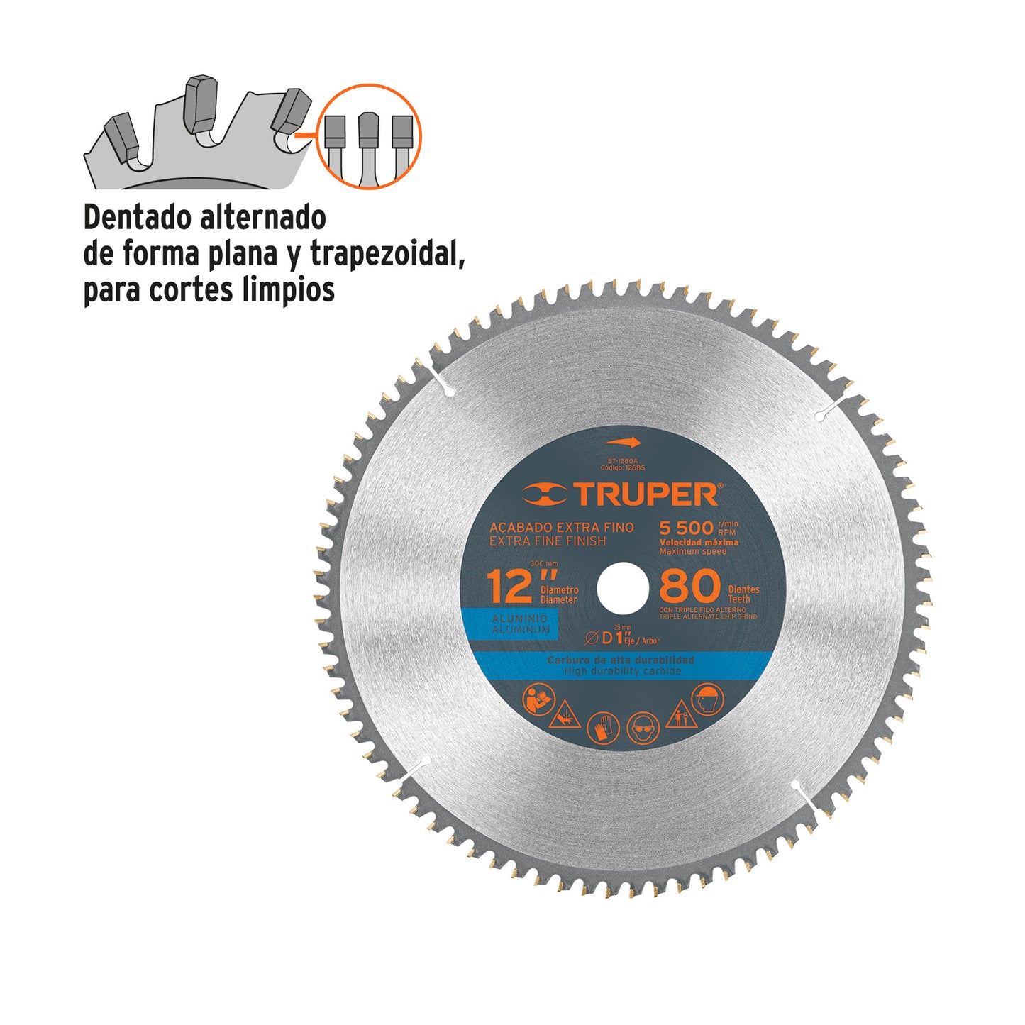 TRUPER DISCO PARA ALUMINIO 12" 80 DIENTES 12685