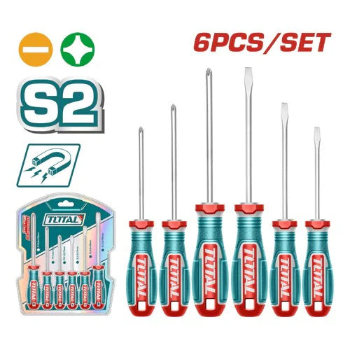 TOTAL JUEGO DE DESTORNILLADORES 6 PCS TKSDS0626