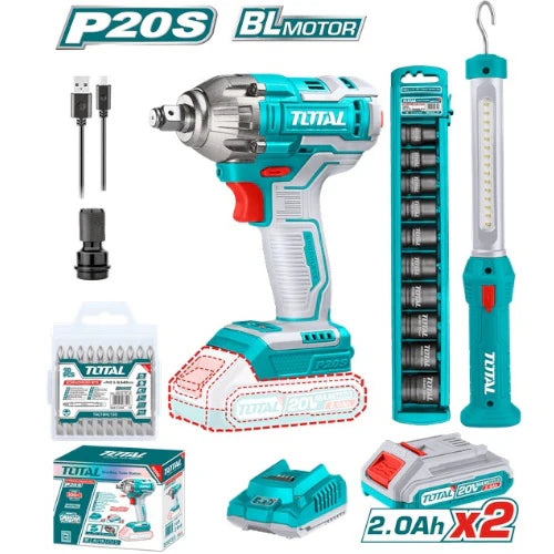 TOTAL LLAVE DE IMPACTO 20V CON LINTERNA Y COPAS UTOSLI231004