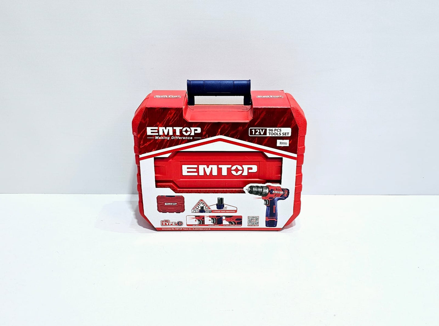 EMTOP JUEGO DE HERRAMIENTAS 96 PZS - TALADRO INHALAMBRICO+ BATERÍA+DESTORNILLADORES+PINZAS+MINI MARTILLO+ CINTA MÉTRICA+ LLAVES+ CUCHILLO+ CINTA AISLANTE + MANGO + BROCAS+ PUNTAS+TORNILLOS+ TAPONES