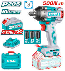 TOTAL LLAVE DE IMPACTO 500 N.M 20V INCLUYE 2 BATERIAS DE 4 AMP UTIWLI2050