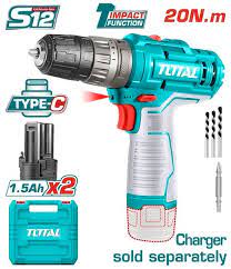 TOTAL TALADRO PERCUTOR INALAMBRICO 3/8" 12V TIDLI12202