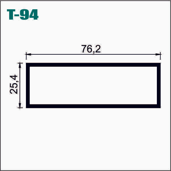 RL09M / CIA-76X25X1.0 TUBULAR RECTANGULAR ALUMINIO 3X1 LISO - T094