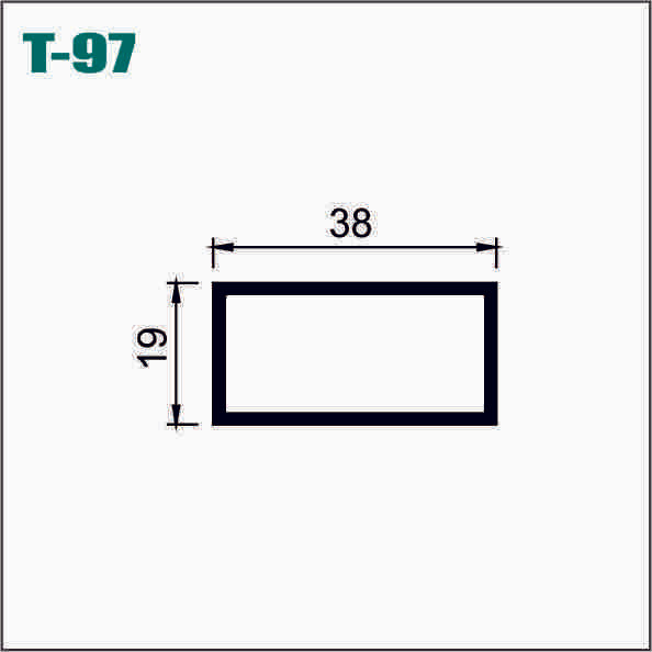 T097B / LT-097 TUBULAR RECTANGULAR ALUMINIO 1-1/2 X 3/4 LISO - T097