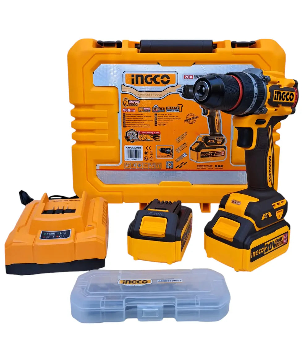 INGCO TALADRO PERCUTOR INALAMBRICO 1/2" - 96 N.M - 20V - UCIDLI20968