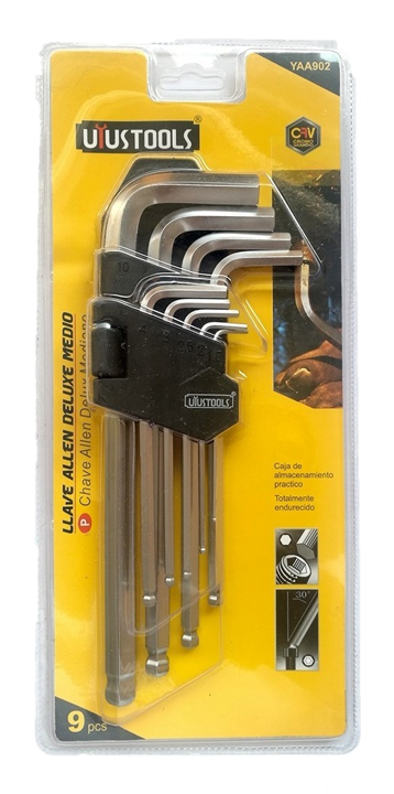 UYUSTOOLS JUEGO LLAVES ALLEN DELUXE CORTO 9 PIEZAS YAA902