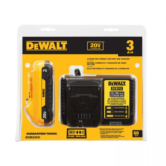 DEWALT CARGADOR Y BATERIA COMPACTA ION DE LITIO 20V - DCB230C