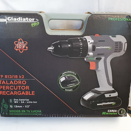 GLADIATOR PRO TALADRO PERCUTOR INALAMBRICO DE 1/2" 18V TP813/18 K2
