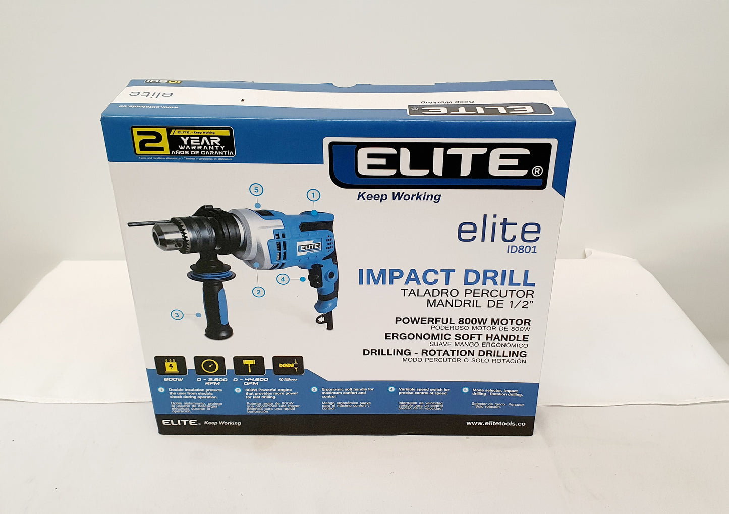 ELITE TALADRO PERCUTOR DE 1/2" 800W ID801