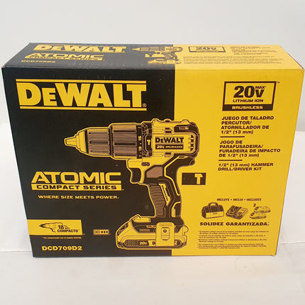 DEWALT TALADRO PERCUTOR INALAMBRICO DE 1/2" 20V ATOMIC DCD709D2-B3