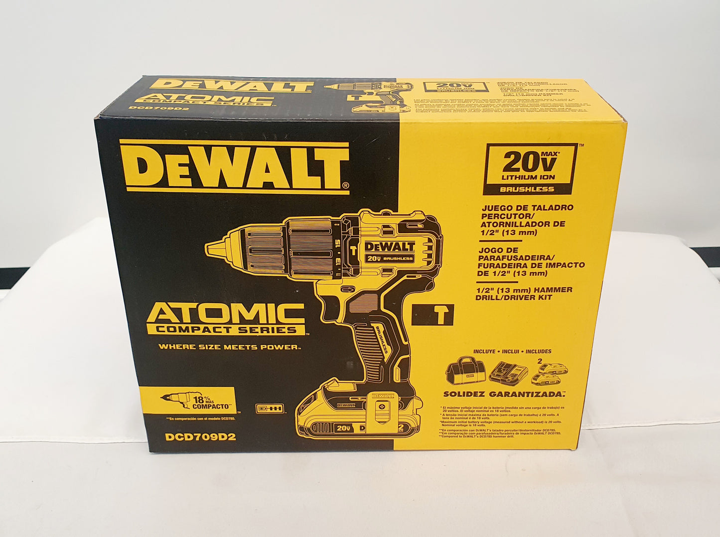 DEWALT TALADRO PERCUTOR INALAMBRICO DE 1/2" 20V ATOMIC DCD709D2-B3